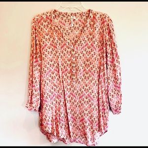 Grand & Greene Pink Patterned Tunic Top Size Large